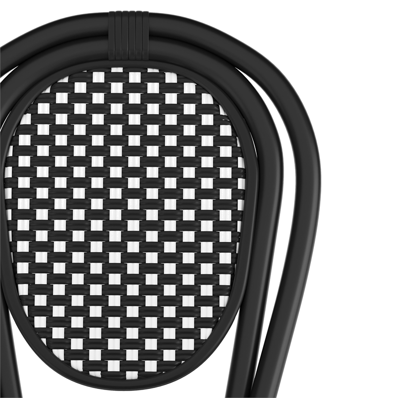 Afuera Living All-Weather Paris Chair with Black Metal Frame in Black/White