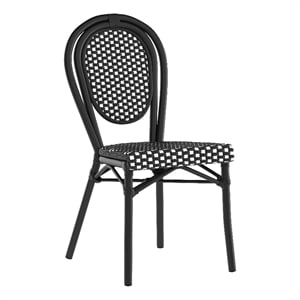 Afuera Living All-Weather Paris Chair with Black Metal Frame in Black/White