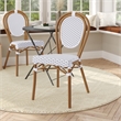 Afuera Living Paris Chair with Bamboo Print Metal Frame in Natural/White
