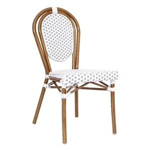 Afuera Living Paris Chair with Bamboo Print Metal Frame in Natural/White