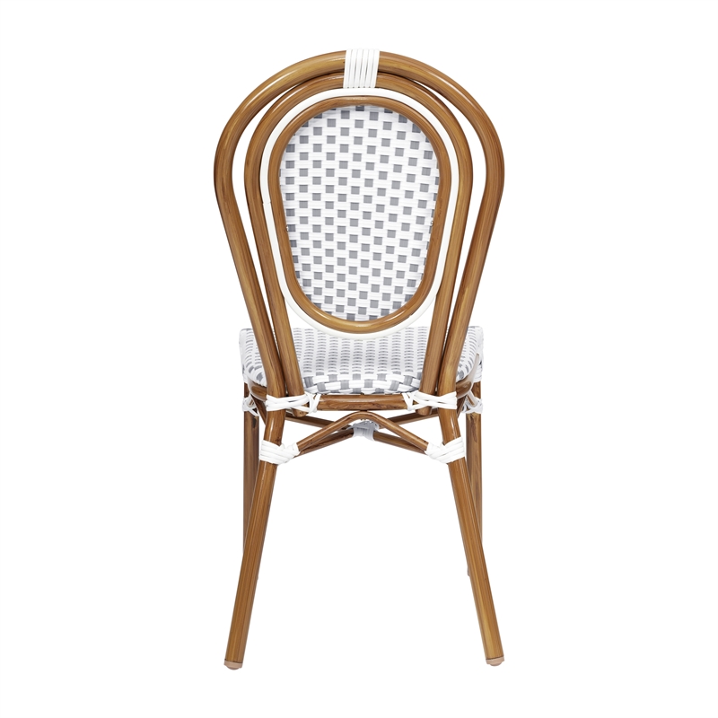 Afuera Living Paris Chair with Bamboo Print Metal Frame in Natural/White