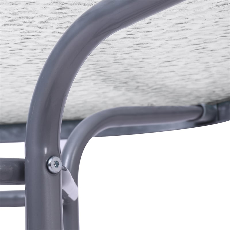 Afuera Living 47.25x27.5 Glass & Steel Patio Table with Umbrella Hole in Silver