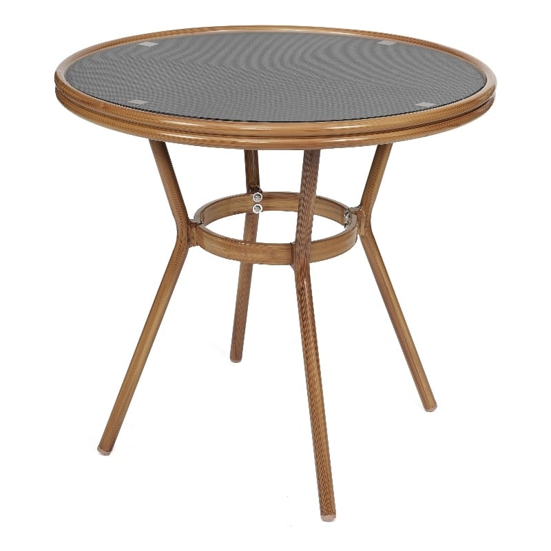 Afuera Living Indoor/Outdoor Commercial Glass Top Bistro Table in Black