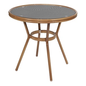 Afuera Living Indoor/Outdoor Commercial Glass Top Bistro Table in Black