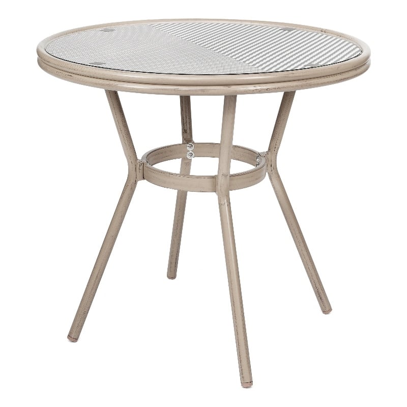 Afuera Living Indoor/Outdoor Commercial Glass Top Bistro Table in Black/White