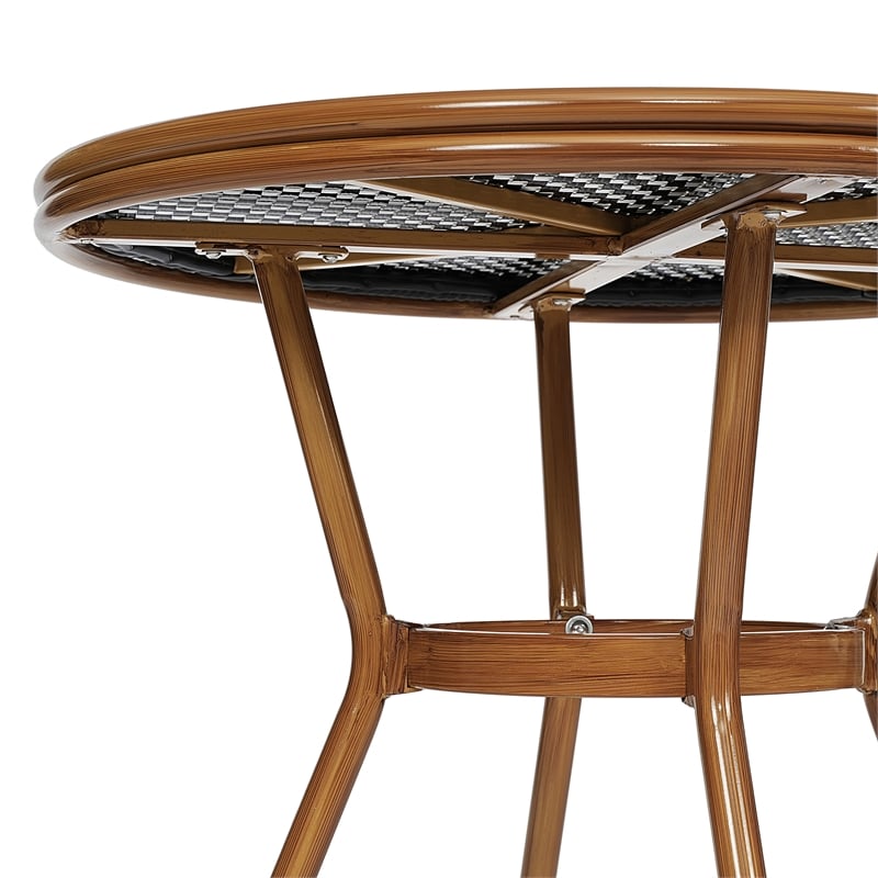 Afuera Living Indoor/Outdoor Commercial Glass Top Bistro Table in Black/White