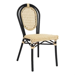 Afuera Living All-Weather Paris Chair with Black Metal Frame in Natural