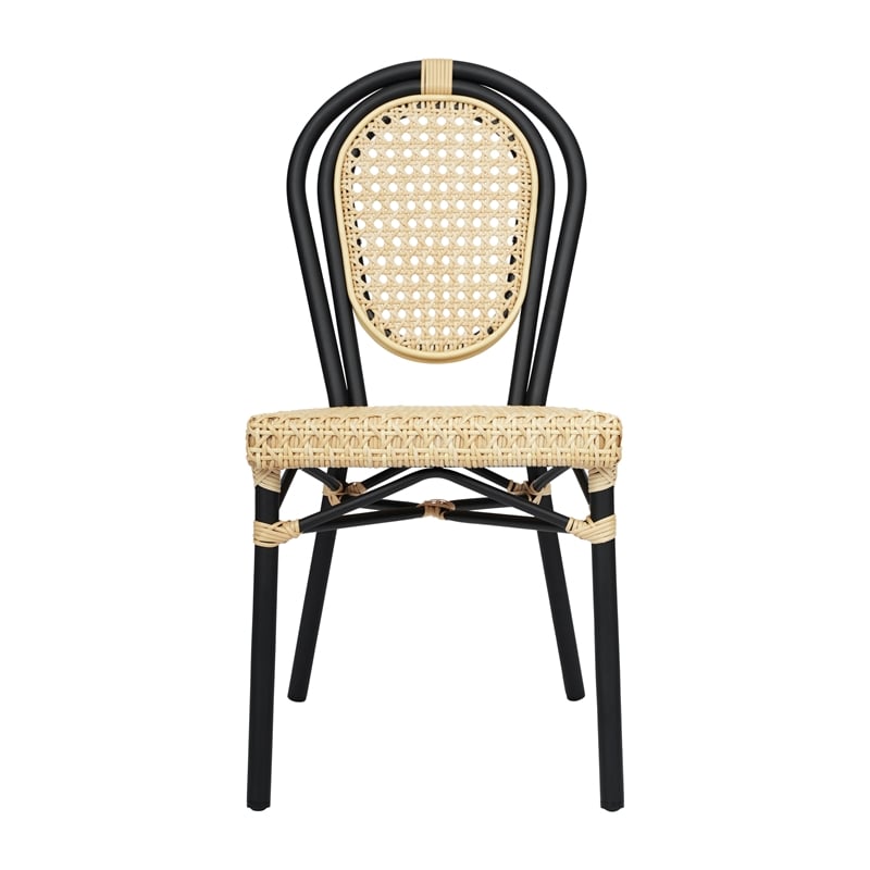 Afuera Living All-Weather Paris Chair with Black Metal Frame in Natural