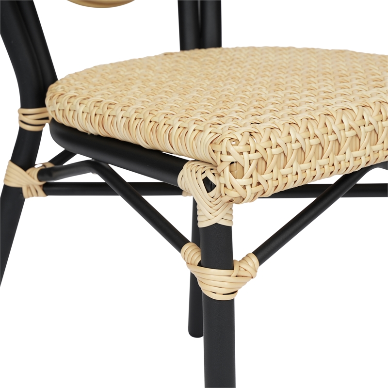 Afuera Living All-Weather Paris Chair with Black Metal Frame in Natural