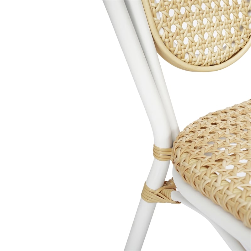 Afuera Living All-Weather Paris Chair with White Metal Frame in Natural
