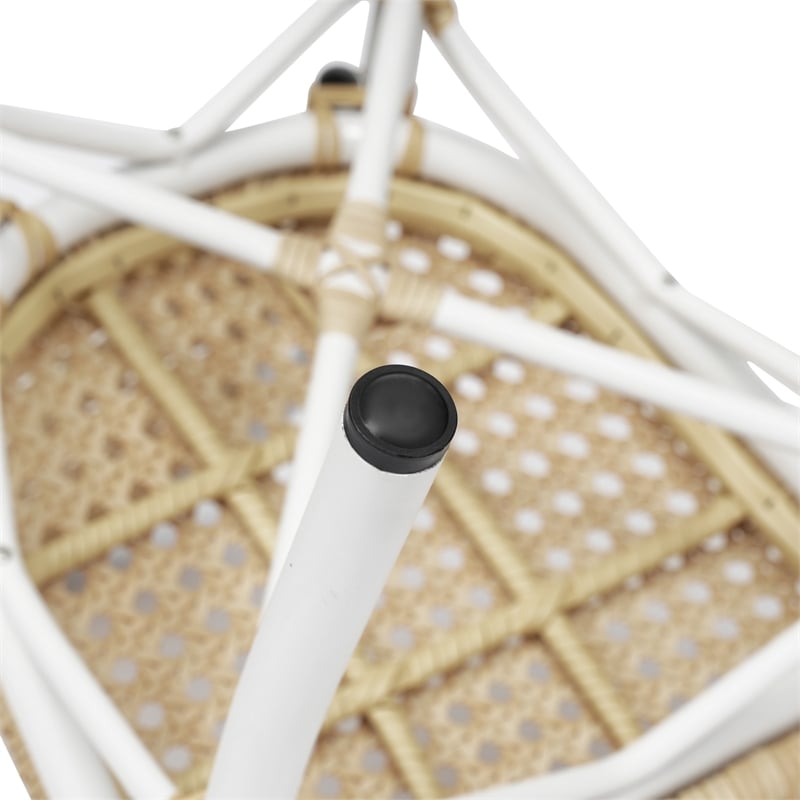 Afuera Living All-Weather Paris Chair with White Metal Frame in Natural