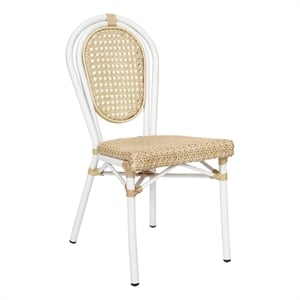 Afuera Living All-Weather Paris Chair with White Metal Frame in Natural