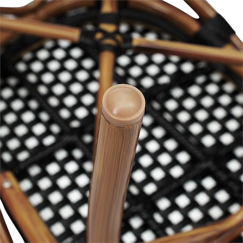 Afuera Living Paris Chair with Bamboo Print Metal Frame in Black/White