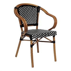 Afuera Living Paris Chair with Bamboo Print Metal Frame in Black/White