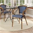 Afuera Living Paris Chair with Bamboo Print Metal Frame in Navy/White