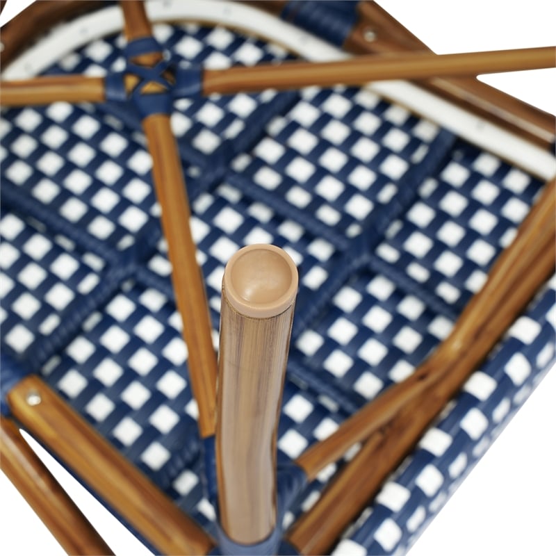 Afuera Living Paris Chair with Bamboo Print Metal Frame in Navy/White