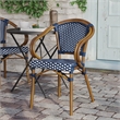 Afuera Living Paris Chair with Bamboo Print Metal Frame in Navy/White