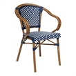 Afuera Living Paris Chair with Bamboo Print Metal Frame in Navy/White