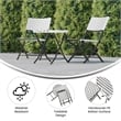 Afuera Living 3PC Black and White Indoor/Outdoor PE Rattan Folding Bistro Set