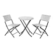 Afuera Living 3PC Black and White Indoor/Outdoor PE Rattan Folding Bistro Set