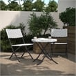 Afuera Living 3PC Black and White Indoor/Outdoor PE Rattan Folding Bistro Set