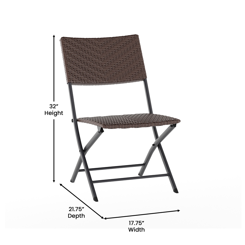 Afuera Living 3PC Brown and Black Indoor/Outdoor PE Rattan Folding Bistro Set