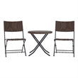 Afuera Living 3PC Brown and Black Indoor/Outdoor PE Rattan Folding Bistro Set