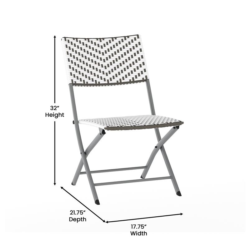 Afuera Living 3PC Gray/White & Charcoal Indoor/Outdoor Rattan Folding Bistro Set