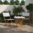 Afuera Living 3PC Navy and White Indoor/Outdoor PE Rattan Folding Bistro Set