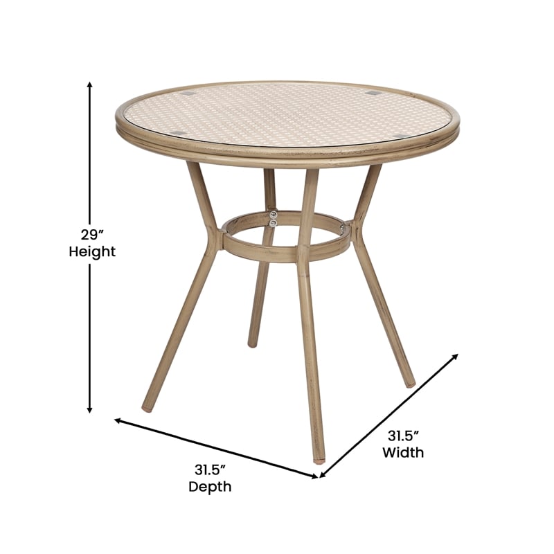 Afuera Living Indoor/Outdoor Bistro Set with Table & Two Chairs in Natural/White