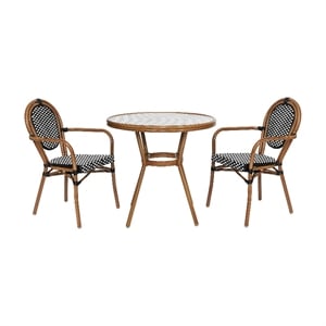 Afuera Living Indoor/Outdoor Bistro Set with Table & 2 Chairs in Black/White