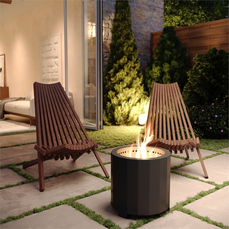 Afuera Living Indoor/Outdoor Low Profile Wood Patio Folding Chair in Brown