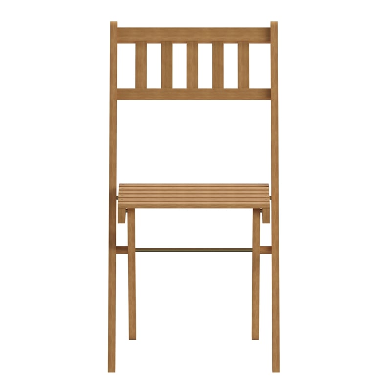 Afuera Living Indoor/Outdoor Wood Folding Bistro Chairs in Natural - Set of 2