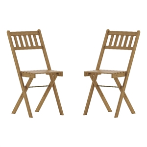 Afuera Living Indoor/Outdoor Wood Folding Bistro Chairs in Natural - Set of 2