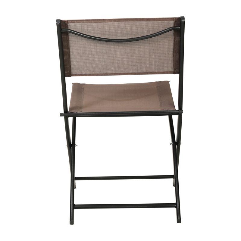 Afuera Living 2 Pack Outdoor Flex Folding Chair with Metal Frame in Brown