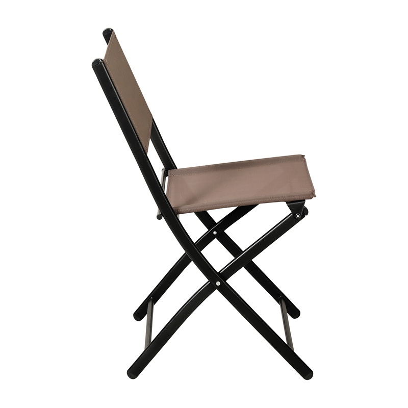 Afuera Living 2 Pack Outdoor Flex Folding Chair with Metal Frame in Brown