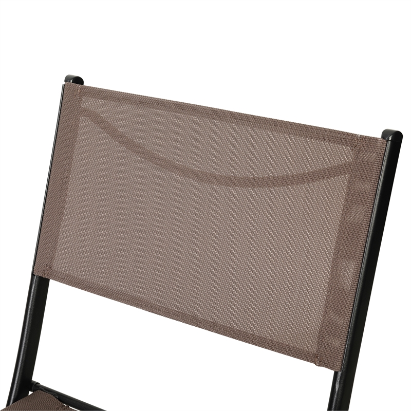 Afuera Living 2 Pack Outdoor Flex Folding Chair with Metal Frame in Brown