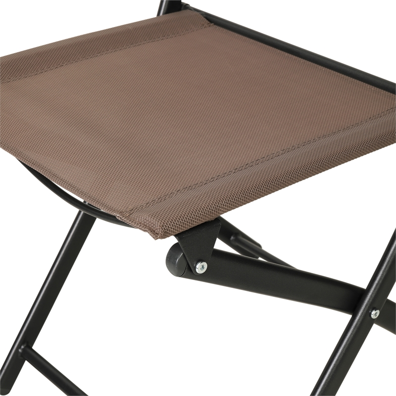 Afuera Living 2 Pack Outdoor Flex Folding Chair with Metal Frame in Brown