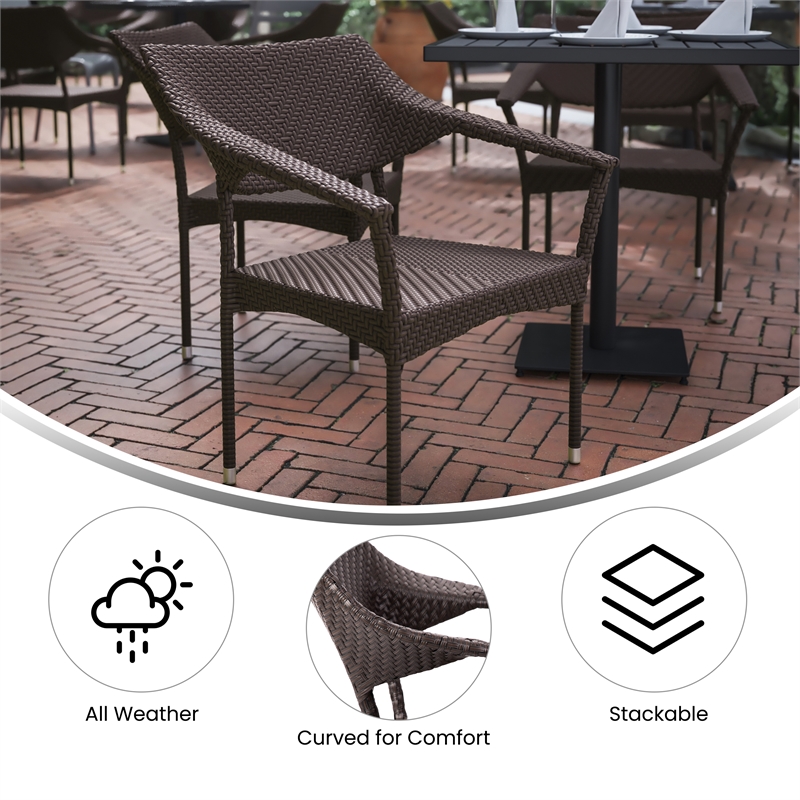 Afuera Living All Weather PE Rattan Stacking Patio Chairs in Espresso