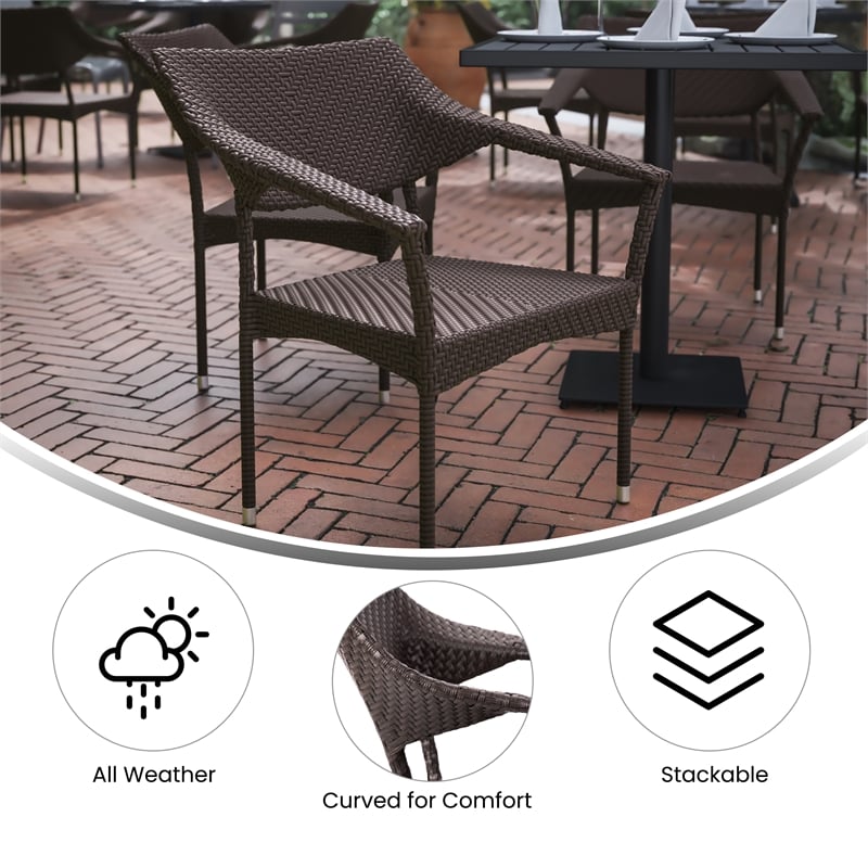 Afuera Living All Weather PE Rattan Stacking Patio Chairs in Espresso