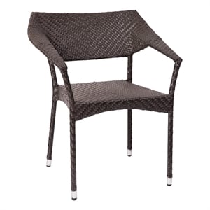 Afuera Living All Weather PE Rattan Stacking Patio Chairs in Espresso