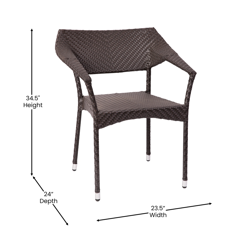 Afuera Living All Weather PE Rattan Stacking Patio Chairs in Espresso