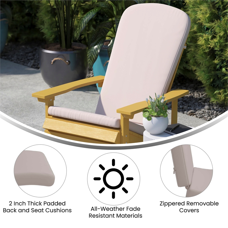 Afuera Living Set of 2 All-Weather High Back Adirondack Chair Cushions in Cream