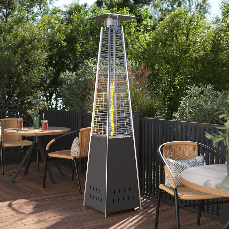 Afuera Living Outdoor Slate Gray 7.5 Feet Round Steel 42 000 BTU Patio Heater