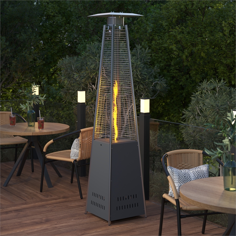 Afuera Living Outdoor Slate Gray 7.5 Feet Round Steel 42 000 BTU Patio Heater