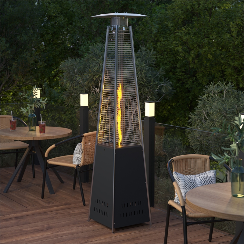 Afuera Living Outdoor Black 7.5 Feet Round Steel 42 000 BTU Patio Heater