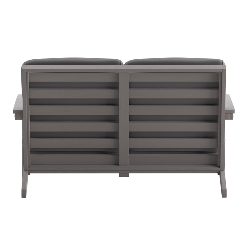 Afuera Living All-Weather Poly Resin Adirondack Loveseat & Cushions in Gray/Gray