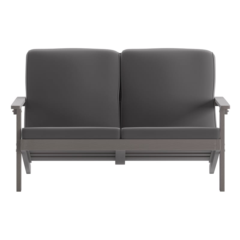 Afuera Living All-Weather Poly Resin Adirondack Loveseat & Cushions in Gray/Gray