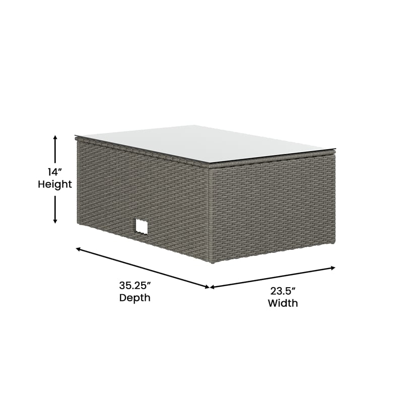 Afuera Living Indoor/Outdoor Patio Wicker Rattan Sofa and Table Set in Gray