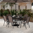 Afuera Living 7 Pc Outdoor Patio Dining Set with Glass Table & 6 Chairs in Brown